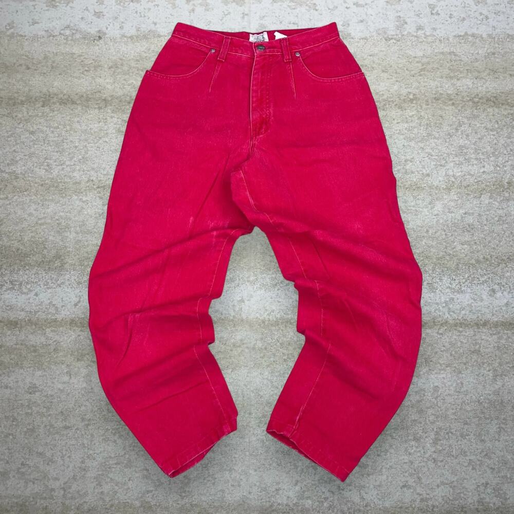Vintage 90s Sasson Jeans Womens 12 Baggy Fit Tapered Ankle Strawberry Red - Picture 2 of 4